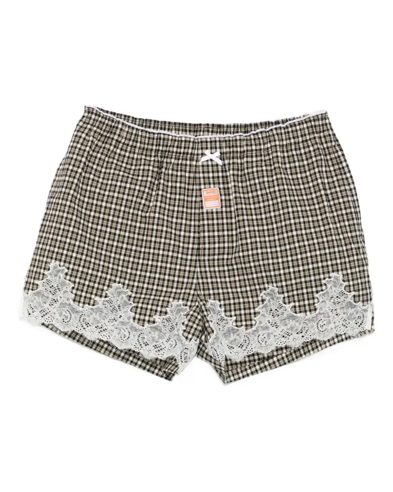 Martine Rose check lace-trim shorts - Schwarz Schwarz