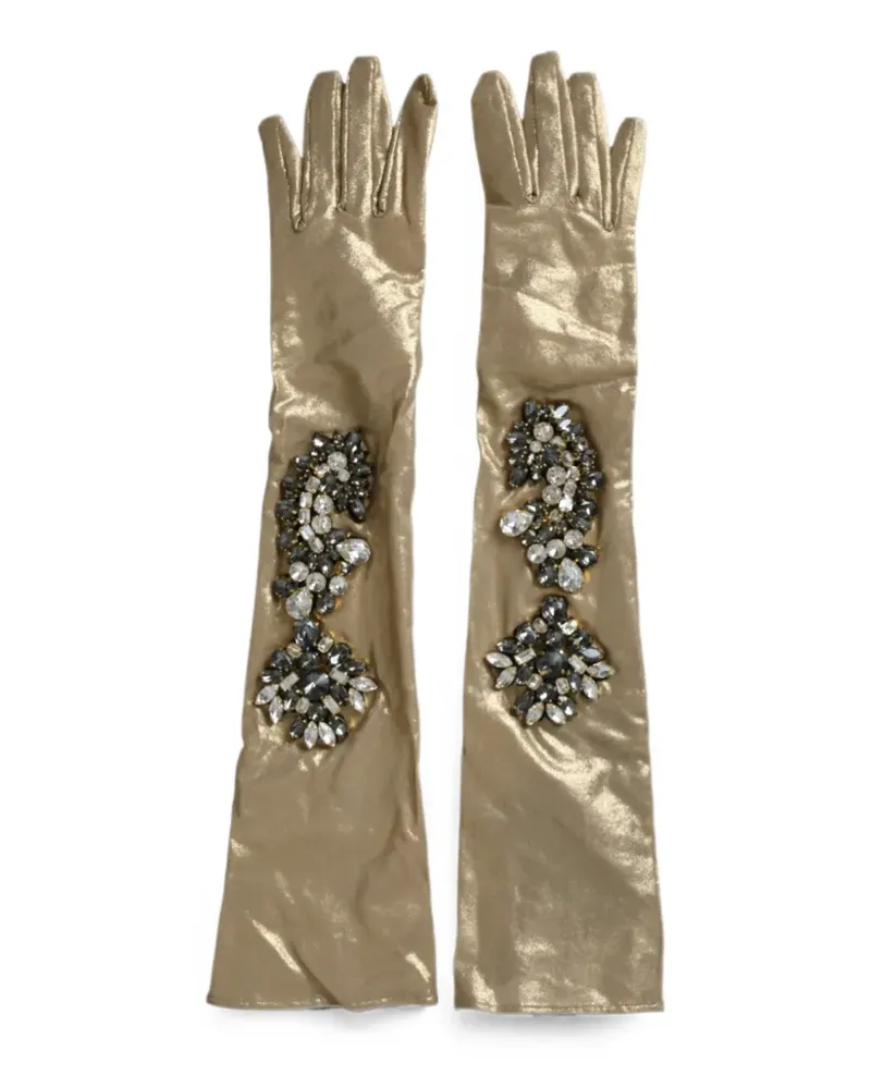 Dolce & Gabbana Handschuhe mit Kristallen - Gold Gold