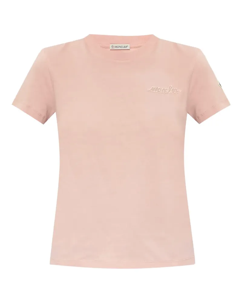 Moncler T-Shirt mit Logo-Patch - Rosa Rosa