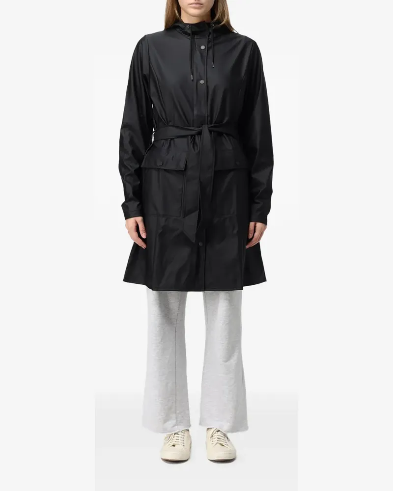 RAINS hooded belted coat - Schwarz Schwarz