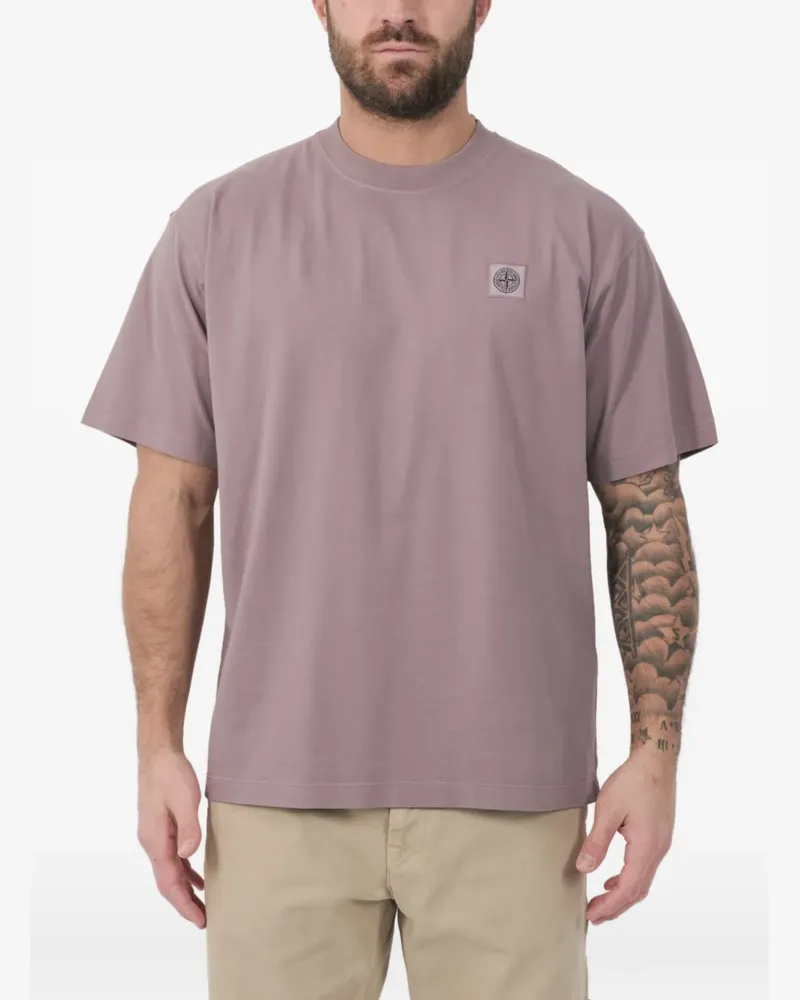 Stone Island T-Shirt mit Logo-Patch - Grau Grau