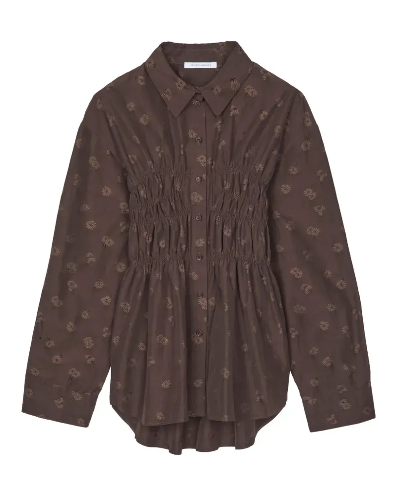 Cecilie Bahnsen CBBraxton floral-jacquard smocked shirt - Braun Braun