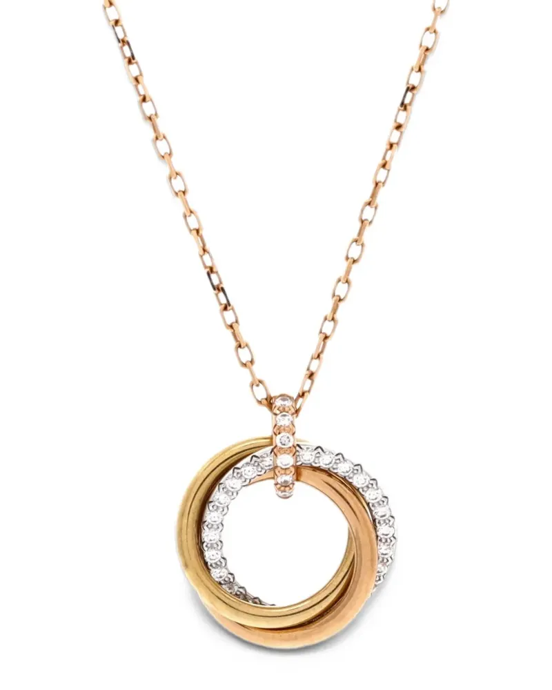 Cartier Trinity Pendant 18K Tricolor Gold with Pave Diamonds Small necklace - Rosa Rosa
