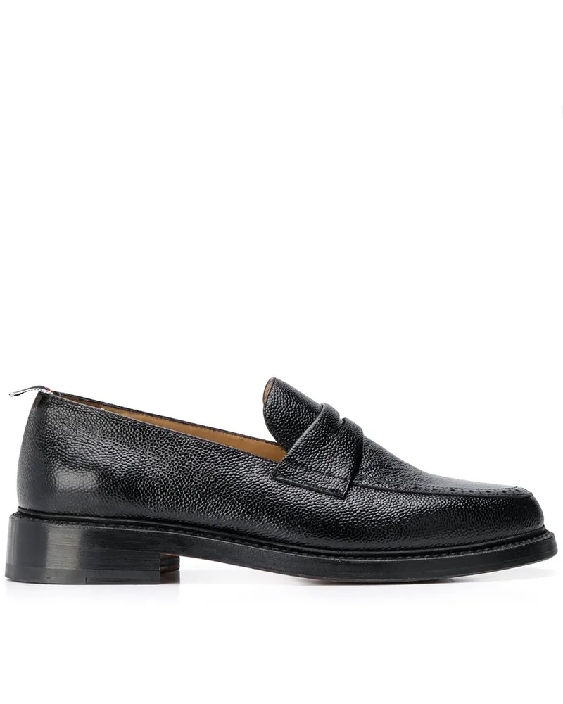 Thom Browne Penny-Loafer aus gekörntem Leder Schwarz