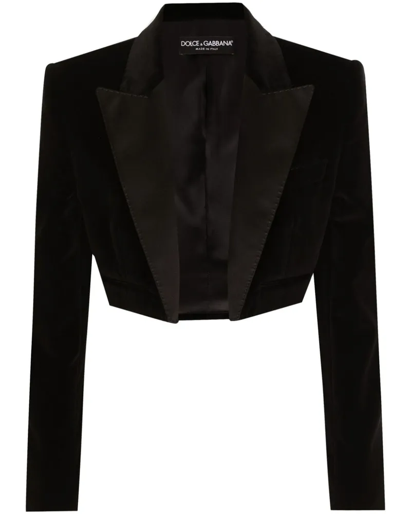 Dolce & Gabbana Cropped-Blazer aus Samt - Schwarz Schwarz