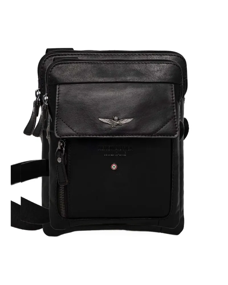 Aeronautica Militare logo-plaque leather belt bag - Schwarz Schwarz