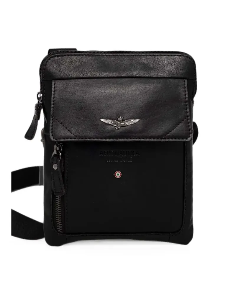 Aeronautica Militare logo-plaque leather belt bag - Schwarz Schwarz
