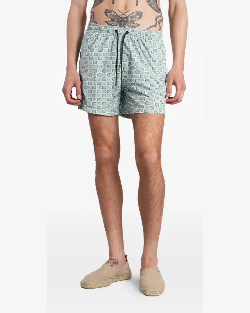 Tagliatore geometric-print drawstring swim shorts - Blau Blau
