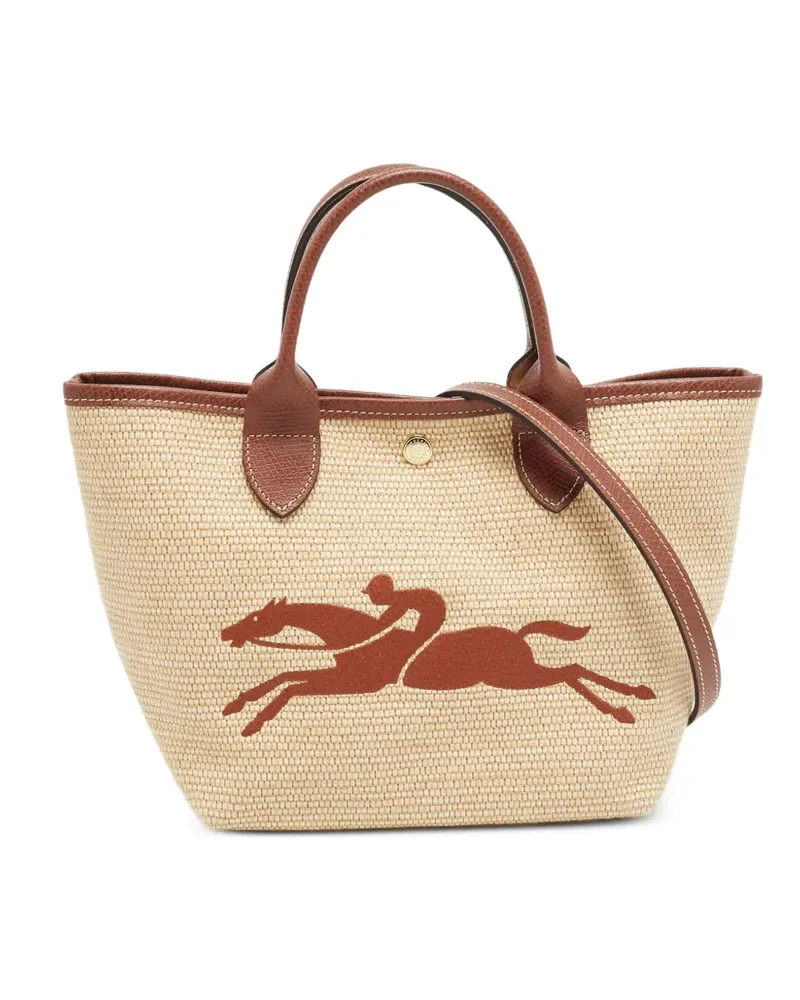 Longchamp Le Pliage Green Tote Bag mit Lederbesatz - Nude Nude