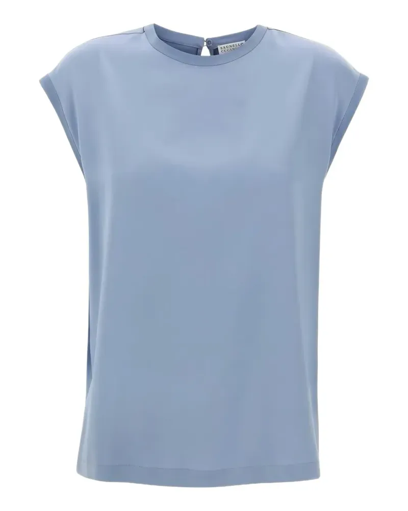 Brunello Cucinelli keyhole-detail sleeveless top - Blau Blau