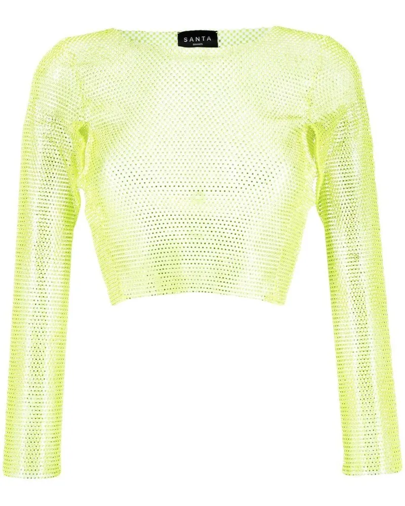 SANTA Brands Cropped-Oberteil aus Mesh mit Strass - Grün Grün