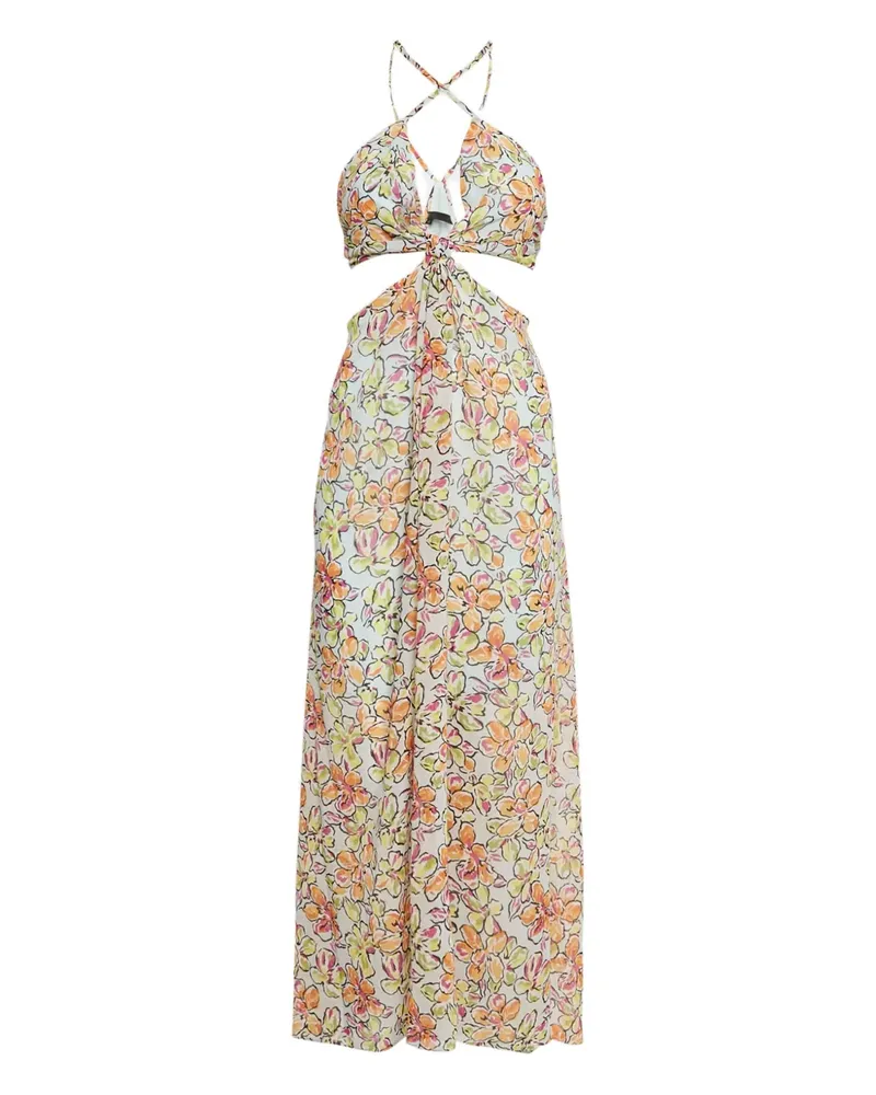 Maje Maxikleid mit Blumen-Print - Nude Nude
