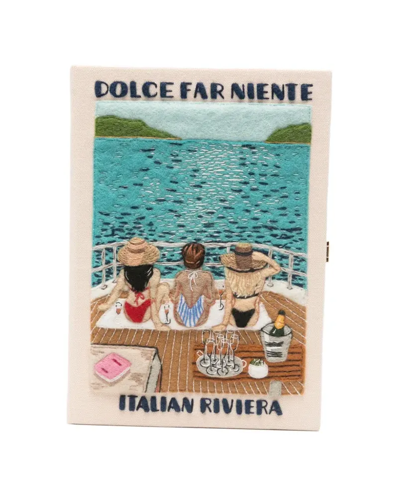 Olympia Le-Tan Dolce Far Niente embroidered clutch bag - Nude Nude