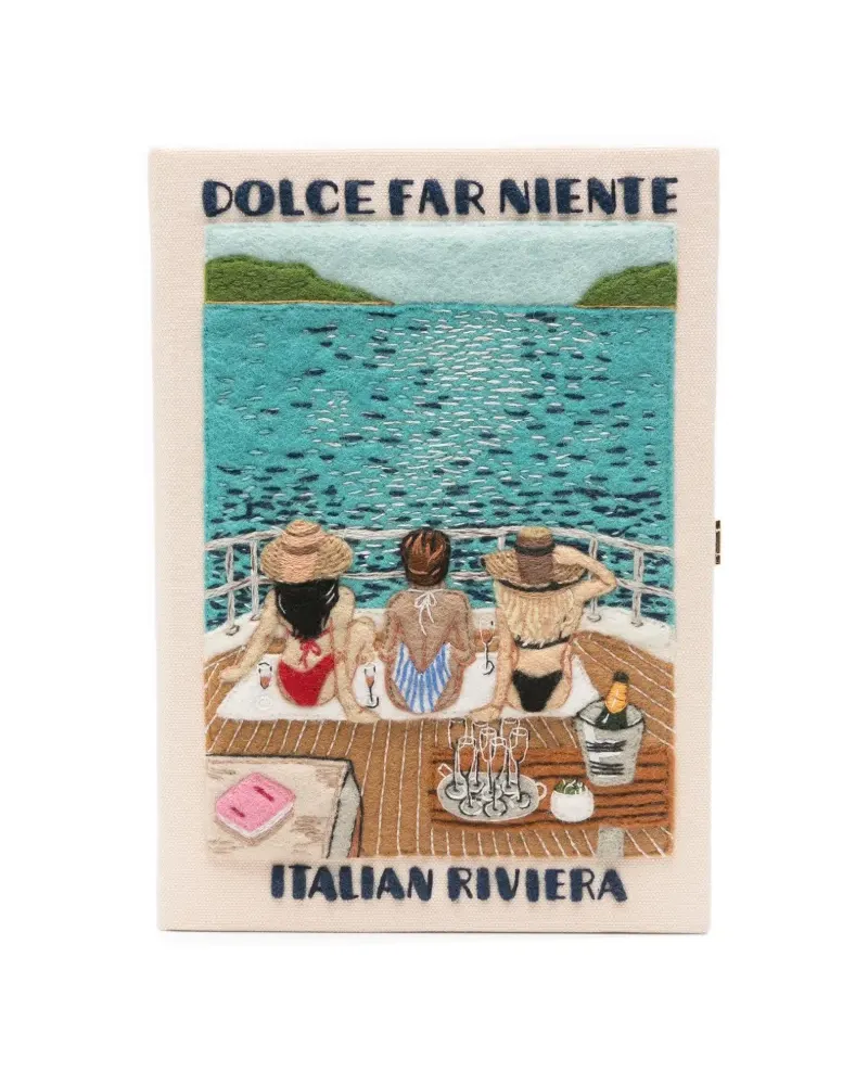 Olympia Le-Tan Dolce Far Niente embroidered clutch bag - Nude Nude