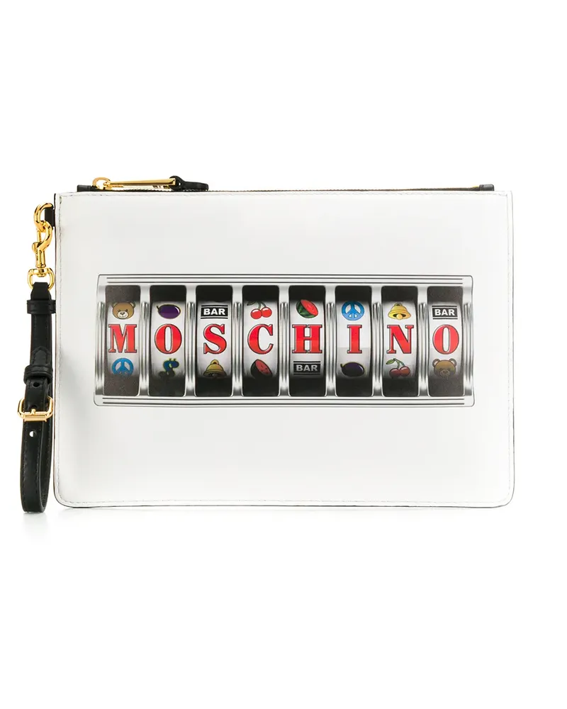 Moschino Clutch mit Logo-Print - Weiß Weiß