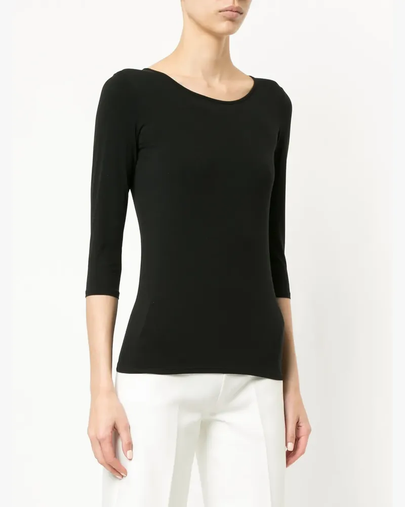 Marc Cain T-Shirt mit Cropped-Ärmeln - Schwarz Schwarz