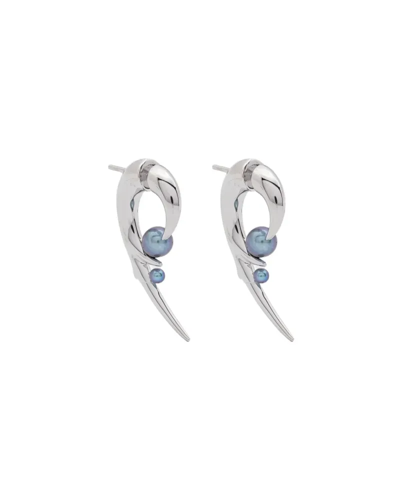 Shaun Leane hooked black pearl earrings - Silber Silber
