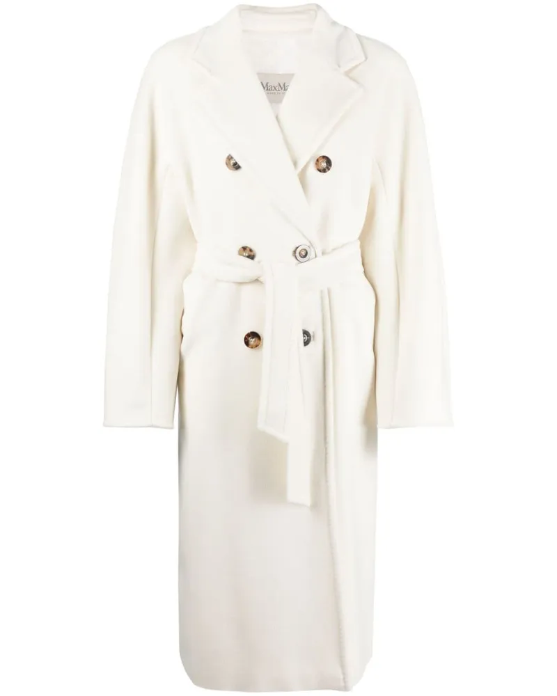 Max Mara Doppelreihiger Mantel - Weiß Weiß