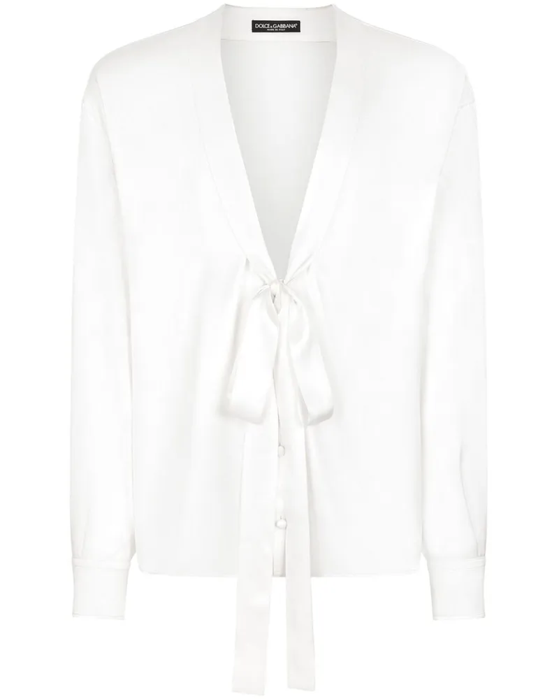 Dolce & Gabbana Hemd mit Schleifendetail - Weiß Weiß