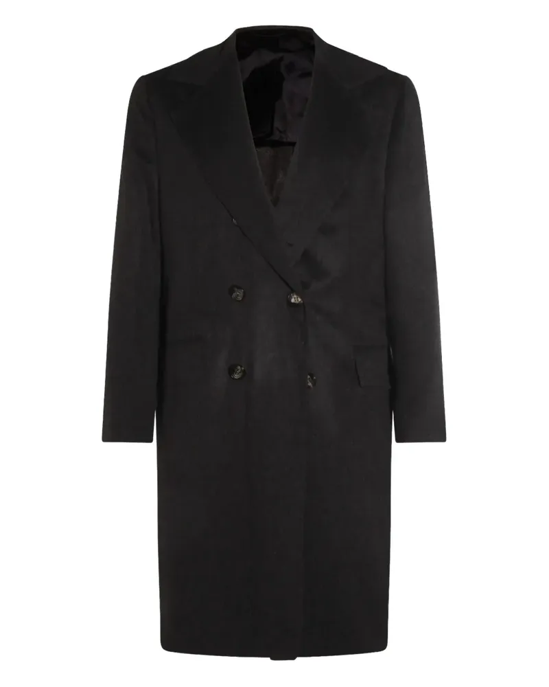 Kiton Doppelreihiger Mantel aus Kaschmir - Schwarz Schwarz