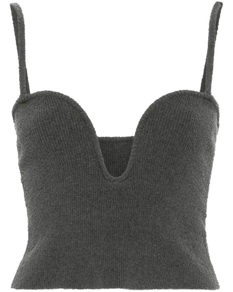 Nanushka Cropped-Top aus Bouclé - Grün Grün