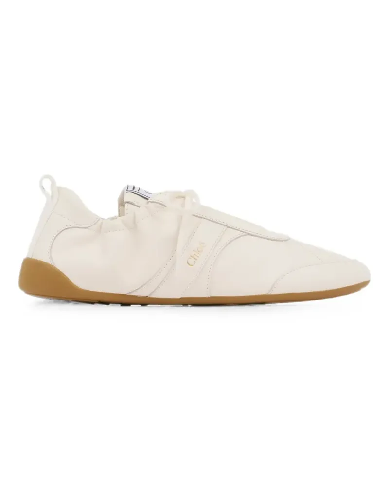Chloé logo-print lace-up trainers - Nude Nude