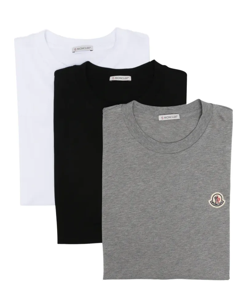 Moncler T-Shirt mit Logo-Patch (3er-Set) - Weiß Weiß