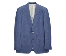 Geknöpfter Blazer mit Slub-Struktur - Blau