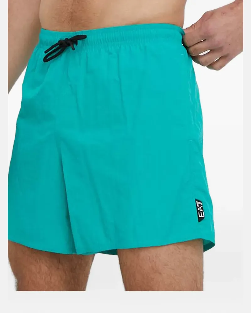 EA7 logo-patch drawstring swim shorts - Blau Blau
