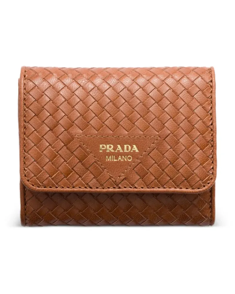 Prada Kleines Portemonnaie aus Madras-Leder - Nude Nude
