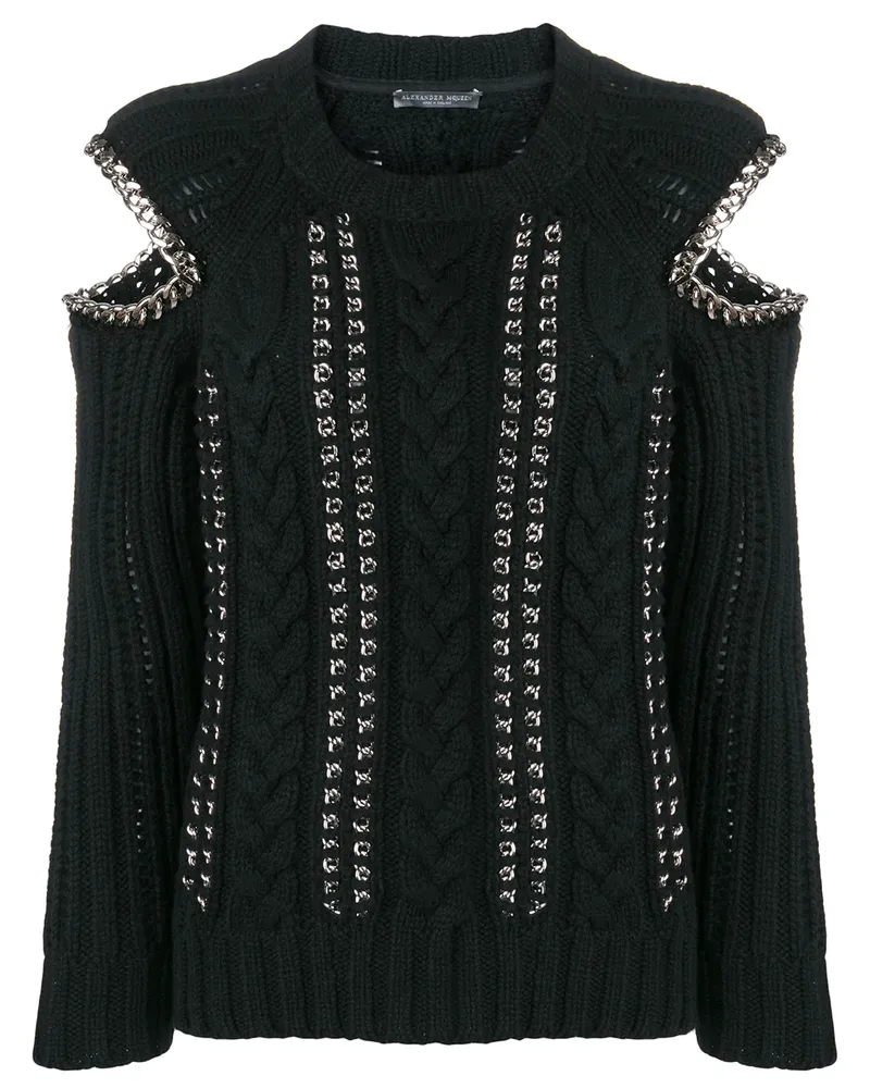 Alexander McQueen Schulterfreier Pullover mit Kettendetail - Schwarz Schwarz