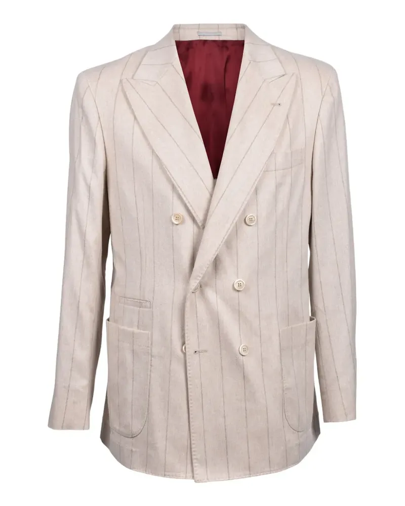 Brunello Cucinelli double-breasted pinstripe suit - Nude Nude