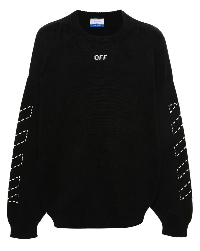 OFF-WHITE Pullover mit diagonalen Streifen - Schwarz Schwarz