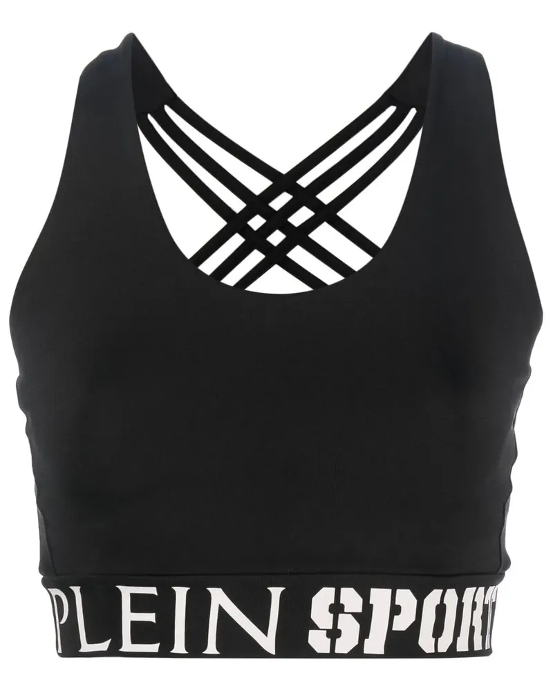 Philipp Plein Sport-BH mit Logo-Print - Schwarz Schwarz