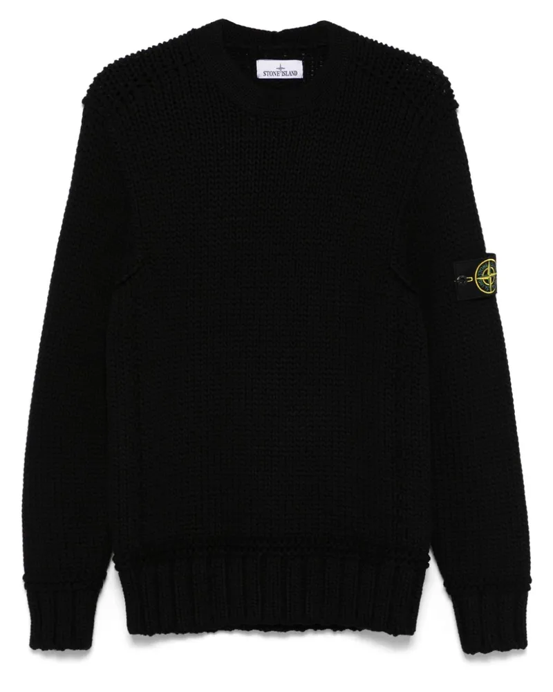 Stone Island Pullover mit Kompass-Patch - Schwarz Schwarz