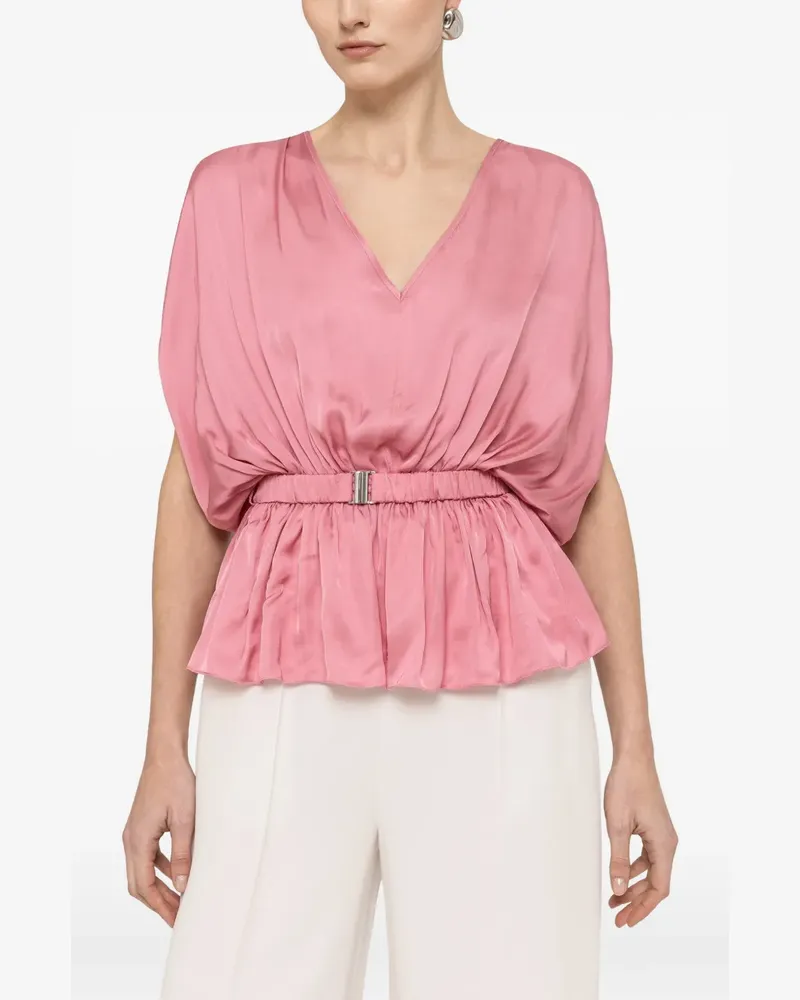 NISSA belted V-neck top - Rosa Rosa