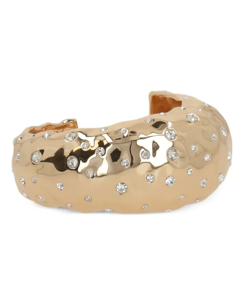 Self-Portrait hammered crystal-embellished cuff bracelet - Gold Gold