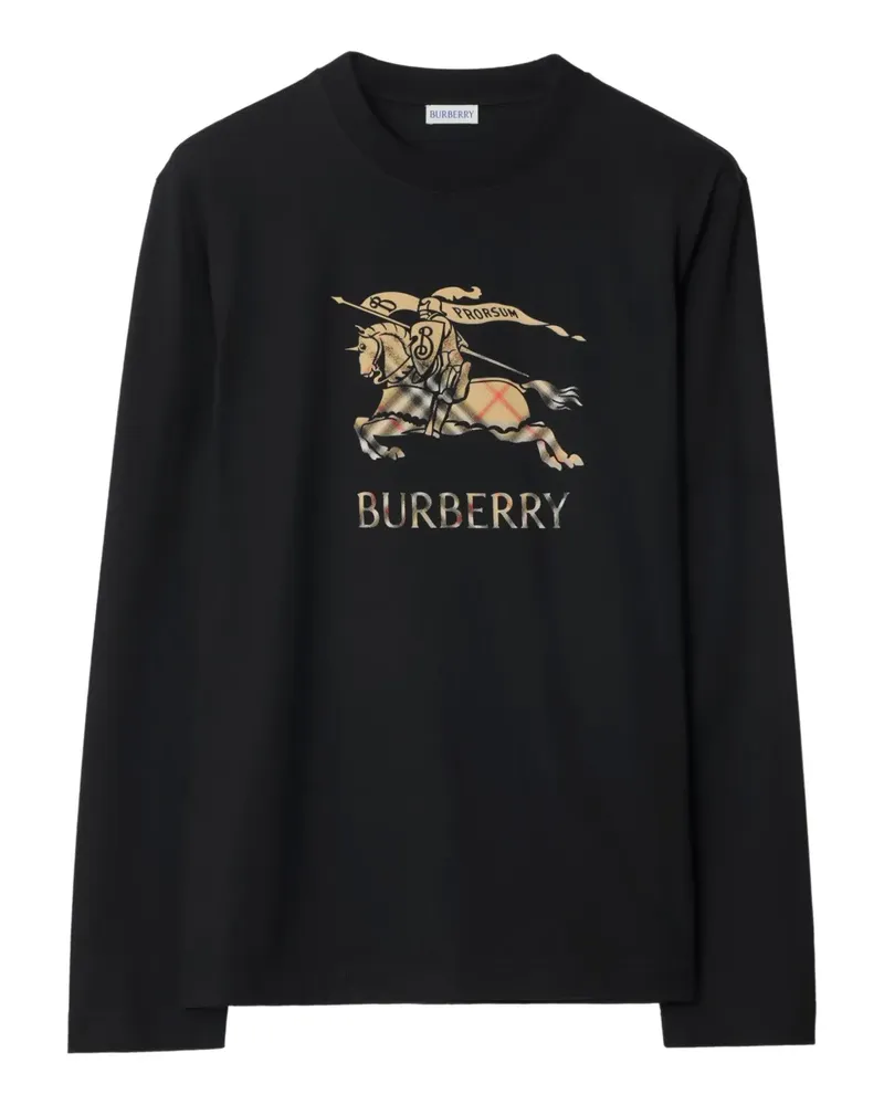Burberry Langärmeliges T-Shirt mit Ritteremblem - Schwarz Schwarz