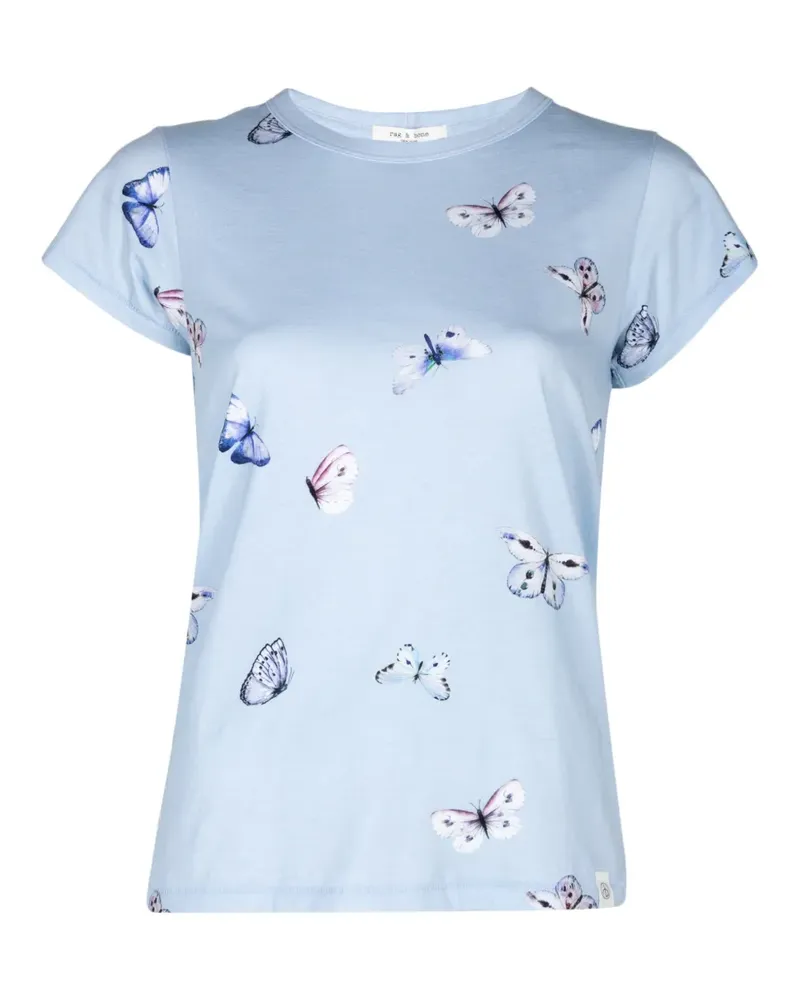 Rag & Bone T-Shirt mit Schmetterling-Print - Blau Blau