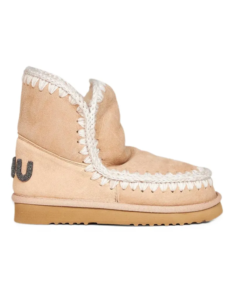 Mou crochet-stitch sheepskin snow boots - Nude Nude