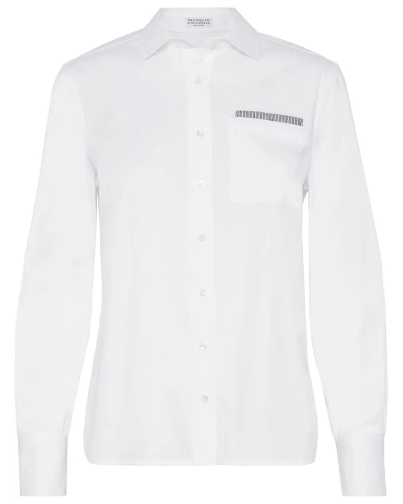 Brunello Cucinelli Langarmshirt mit Monili-Detail - Weiß Weiß
