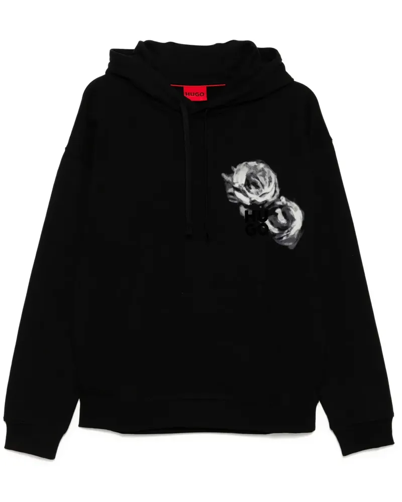 HUGO BOSS Hoodie mit Logo-Print - Schwarz Schwarz