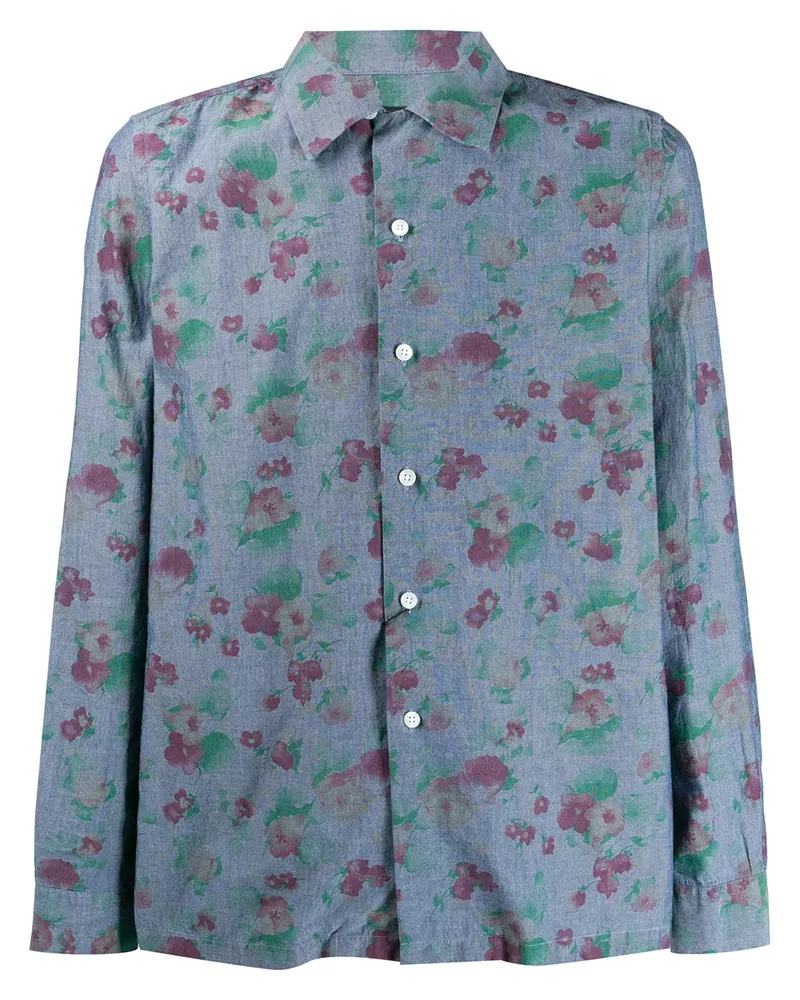 Dell'oglio Hemd mit Blumen-Print - Blau Blau