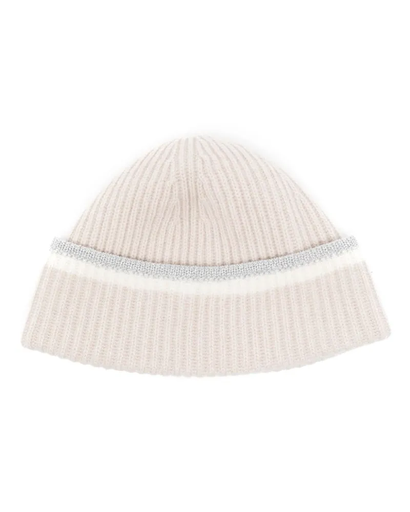 N.Peal Beanie mit Glitter-Detail Nude