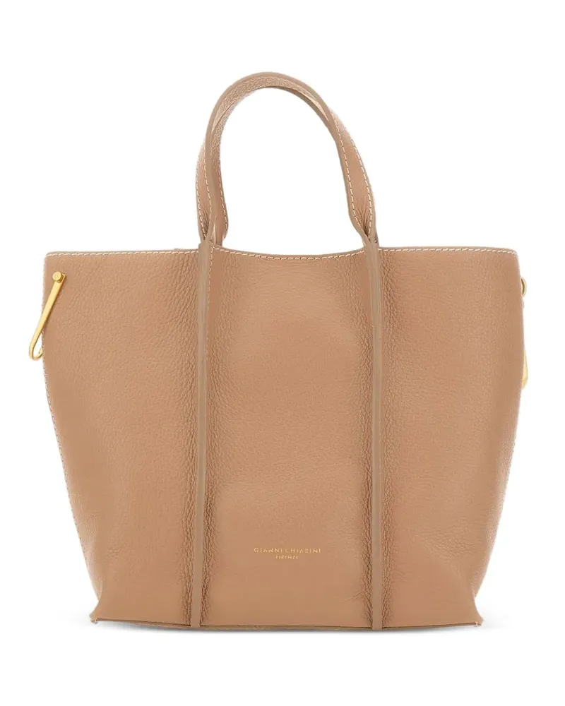 Gianni Chiarini Zahara ribbed grained leather tote bag - Nude Nude