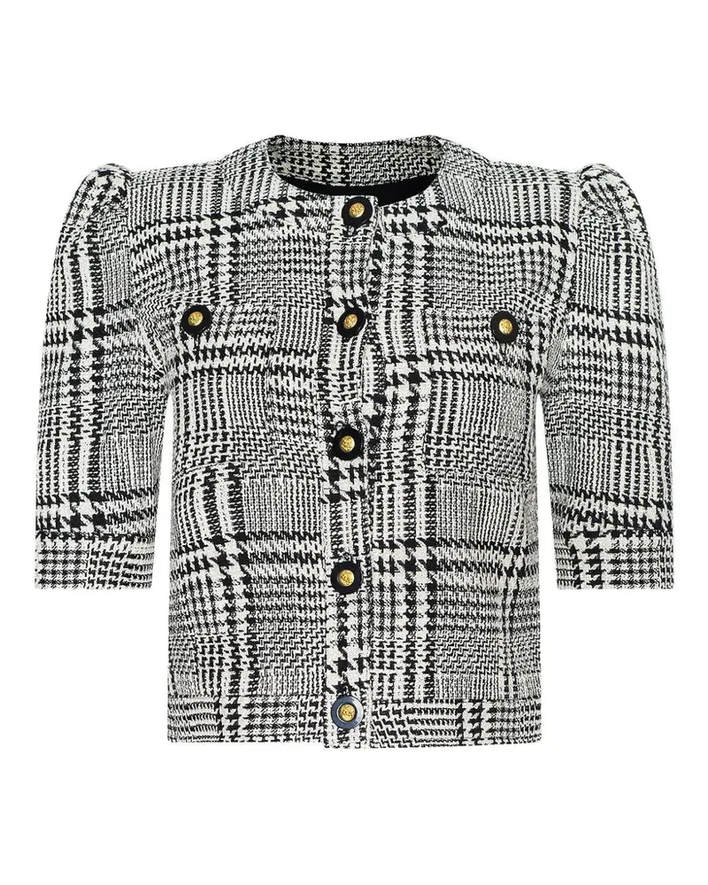 L'Agence Karierte Allegra Glen Cropped-Jacke - Nude Nude
