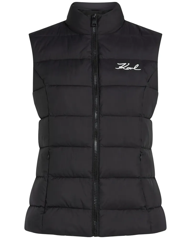 Karl Lagerfeld Wattierte Signature Weste - Schwarz Schwarz