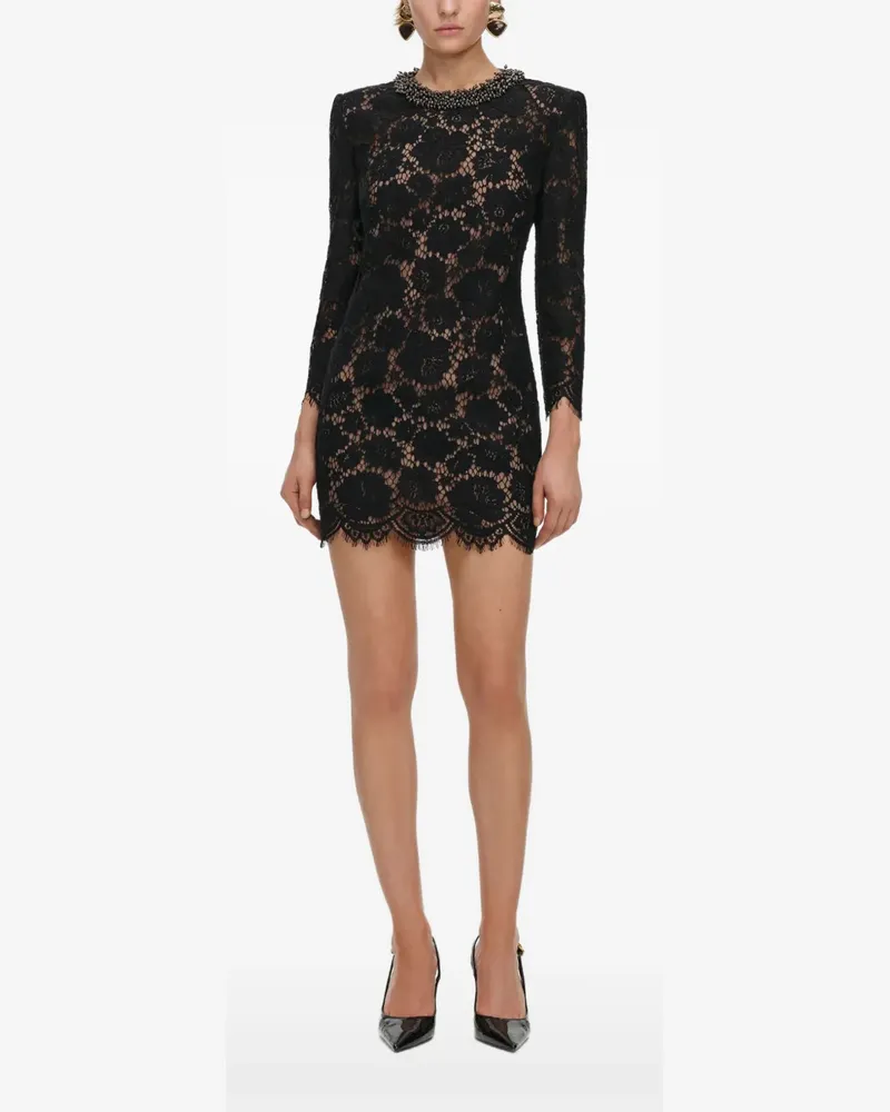 Self-Portrait black lace long-sleeve mini dress - Schwarz Schwarz