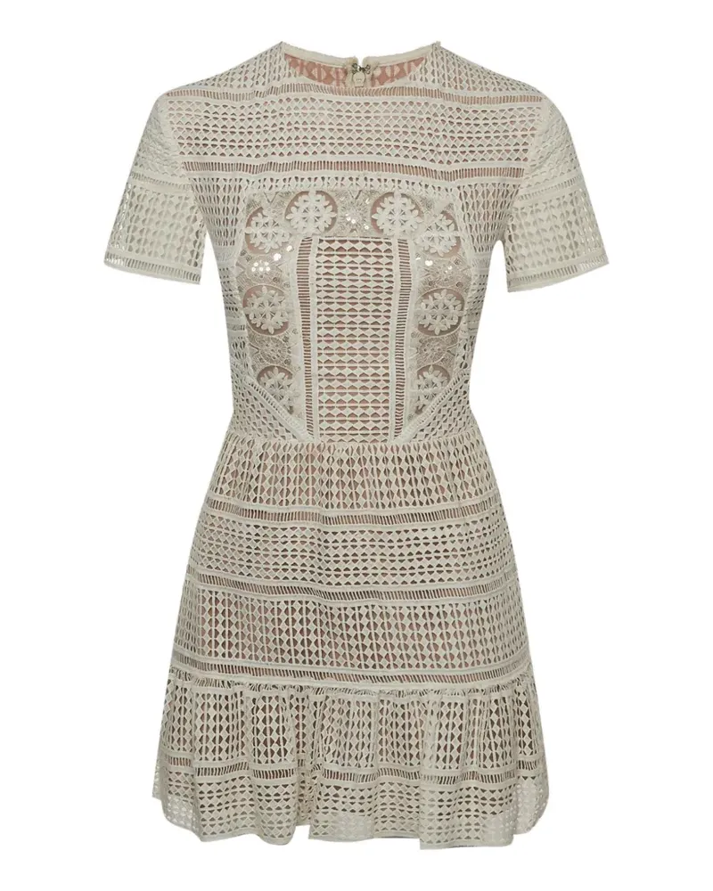 Self-Portrait patchwork guipure lace mini dress - Weiß Weiß