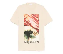 T-Shirt mit Malerei-Print - Nude